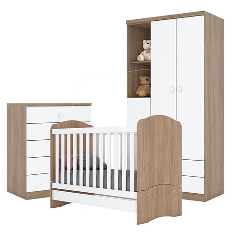 Quarto de Bebê Bala de Menta Rústico Branco - Henn