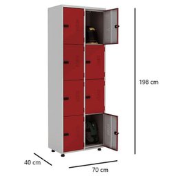 Armário Roupeiro Multiuso de Aço 8 Portas e 6 Prateleiras Academia Guarda Volume - 3