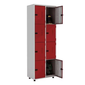 Armário Roupeiro Multiuso de Aço 8 Portas e 6 Prateleiras Academia Guarda Volume