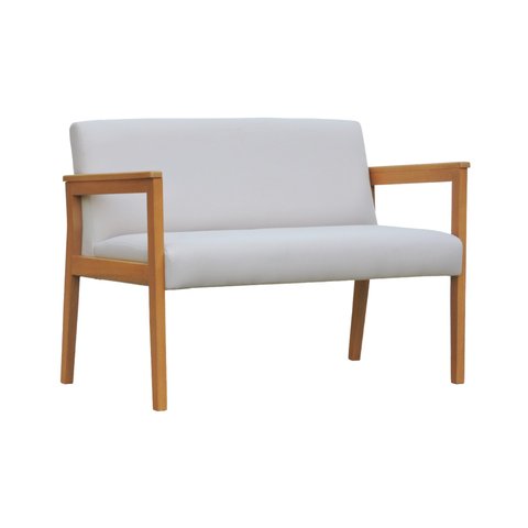 Sofá 2 Lugares/Namoradeira Veneza Madeira Maciça Assento e Encosto Estofado - Natural Linho Bege