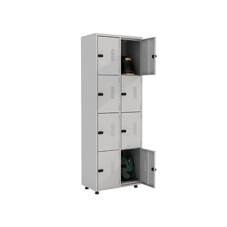 Armário Roupeiro Aço 8 Portas Academia Guarda Volume EA702 Cinza