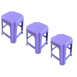 Kit 3 Bancos Plástico Banquinho Lilás Infantil 34cm