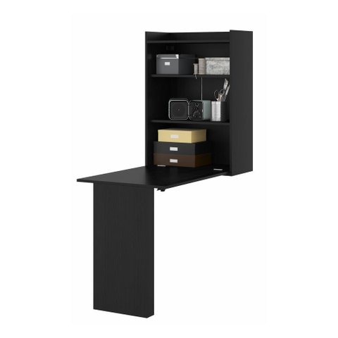 Mesa Dobrável Multiuso e Armário de Parede Preto