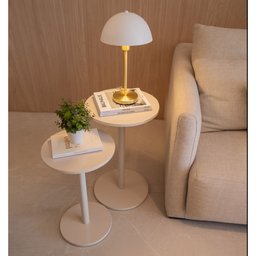 Conjunto de Mesinhas Redondas Laterais Offwhite P/ Decorar Apoiar em Salas Quartos Hall Consultórios - 1
