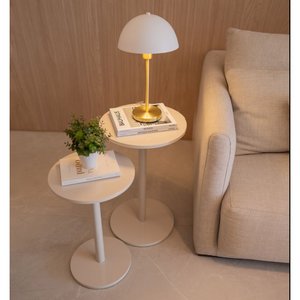 Conjunto de Mesinhas Redondas Laterais Offwhite P/ Decorar Apoiar em Salas Quartos Hall Consultórios