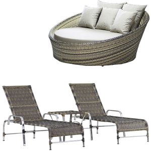 Kit - Chaise em Alumínio com 2 Espreguiçadeiras Catar Reguláveis com Almofadas Impermeáveis para Pis