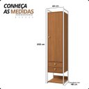 Ver imagem 2 de Armário Roupeiro Slim 48cm Cabideiro 2 Gavetas 1 Porta Canela/branco Brilho