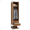 Ver imagem 6 de Armário Roupeiro Slim 48cm Cabideiro 2 Gavetas 1 Porta Canela/branco Brilho
