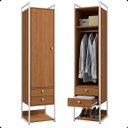 Ver imagem 4 de Armário Roupeiro Slim 48cm Cabideiro 2 Gavetas 1 Porta Canela/branco Brilho