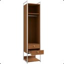 Ver imagem 5 de Armário Roupeiro Slim 48cm Cabideiro 2 Gavetas 1 Porta Canela/branco Brilho