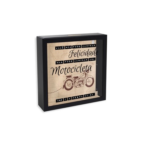 Cofre Decorativo de Parede Quadro Motocicleta em Aço e Vidroaço