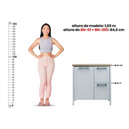 Gabinete Armário Banheiro Ditália 1 Pt 2 Gav C/ Tampo BN-01 cor:cinza - 6