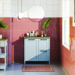 Gabinete Armário Banheiro Ditália 1 Pt 2 Gav C/ Tampo BN-01 cor:cinza - 3