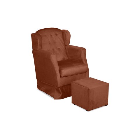 Puff e Poltrona Amamentação Balanço Quarto Baby Suede Terracota - Incasa Decor