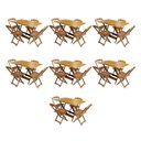 Ver imagem 1 de Kit 7 Conjuntos De Mesa Dobravel Com 4 Cadeiras De Madeira 120X70 Para Restaurante E Bar - Mel