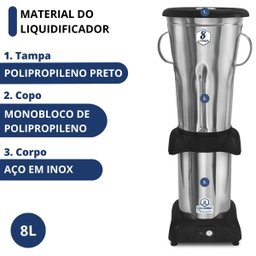 Liquidificador Industrial 8l Baixa Rotação 3500rpm Bivolt Jl Colombo - 3