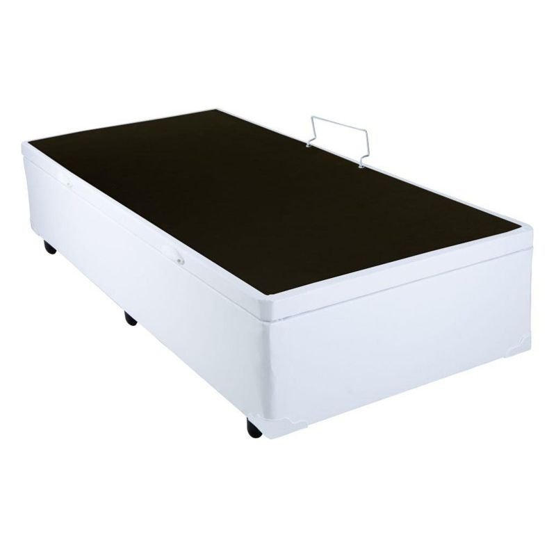 Base Cama Box Baú Solteiro Couro Sintético Branco 43x88x188 - 2