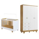Ver imagem 2 de Quarto de Bebê Guarda-Roupa 4 Portas e Berço Minicama 4 em 1 Levy 100% MDF Yescasa