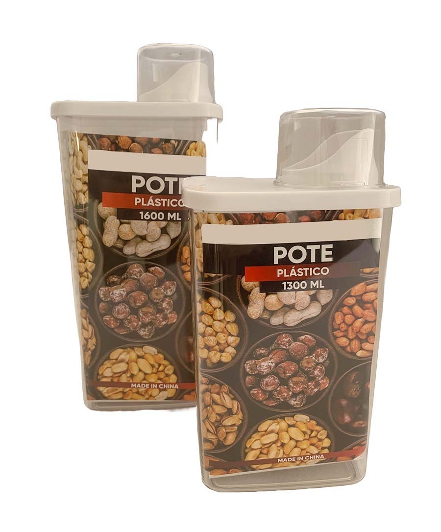 Pote Hermético Acrílico com Copo e Bico Dosador - Kit com 2 - 4