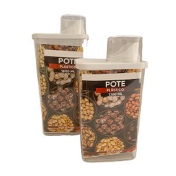 Pote Hermético Acrílico com Copo e Bico Dosador - Kit com 2 - 4