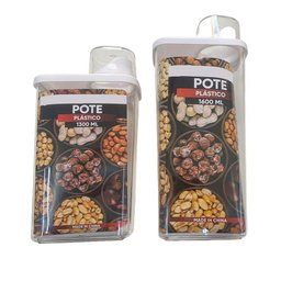 Pote Hermético Acrílico com Copo e Bico Dosador - Kit com 2 - 2