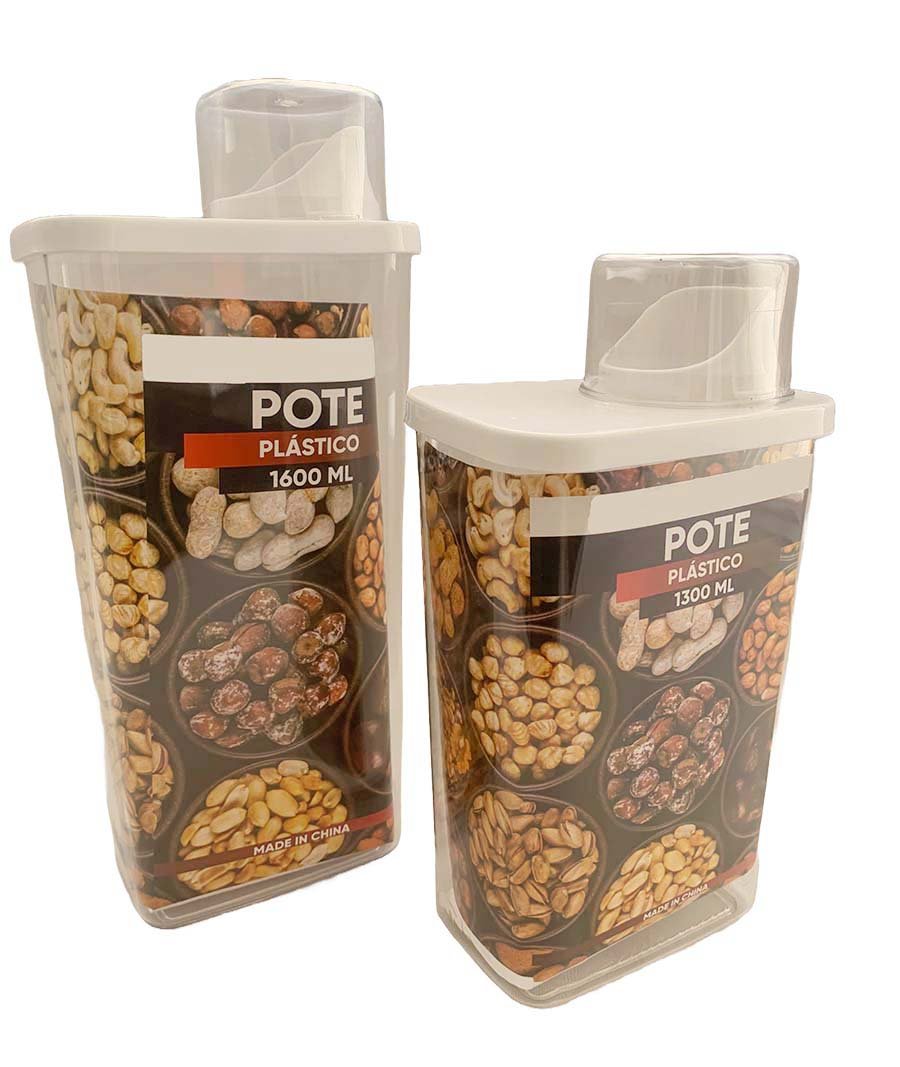 Pote Hermético Acrílico com Copo e Bico Dosador - Kit com 2 - 6