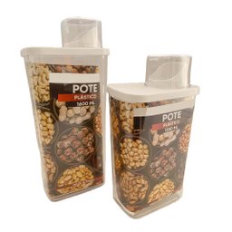 Pote Hermético Acrílico com Copo e Bico Dosador - Kit com 2 - 6