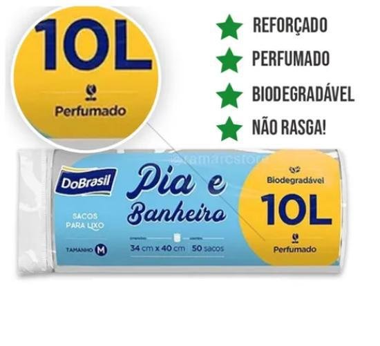 Saco de Lixo 100 Unidades Perfumado Pia e Banheiro 10 Litros - 6