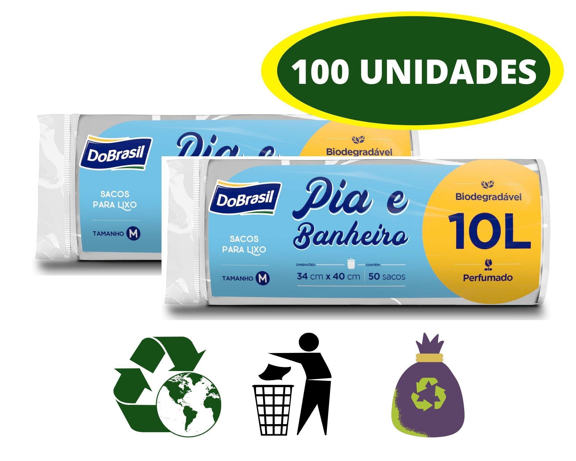 Saco de Lixo 100 Unidades Perfumado Pia e Banheiro 10 Litros - 2