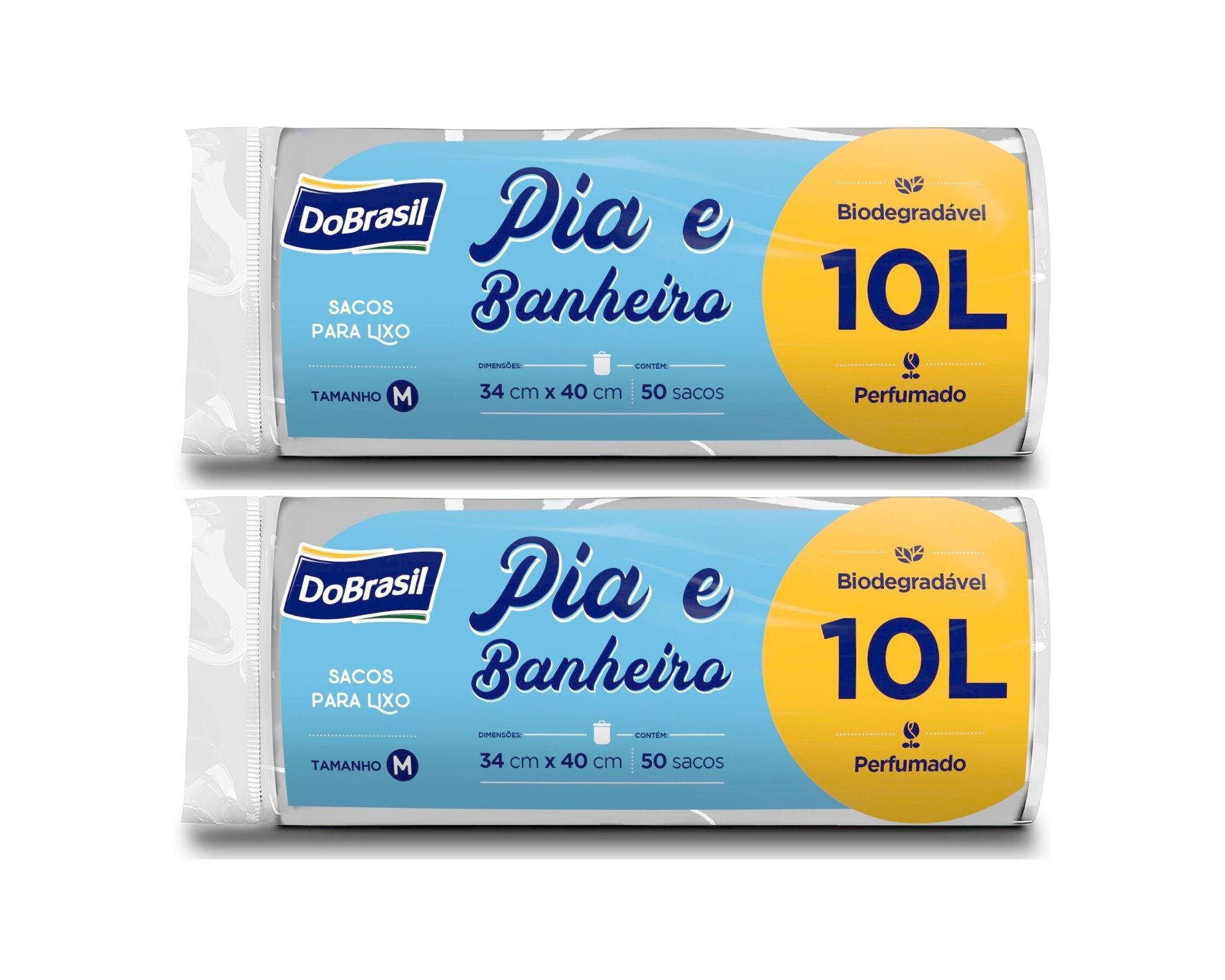 Saco de Lixo 100 Unidades Perfumado Pia e Banheiro 10 Litros