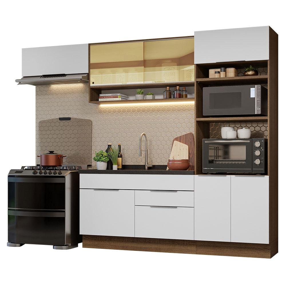 Armário de Cozinha Completa 270cm Rustic/Branco Stella Madesa 09 - 3