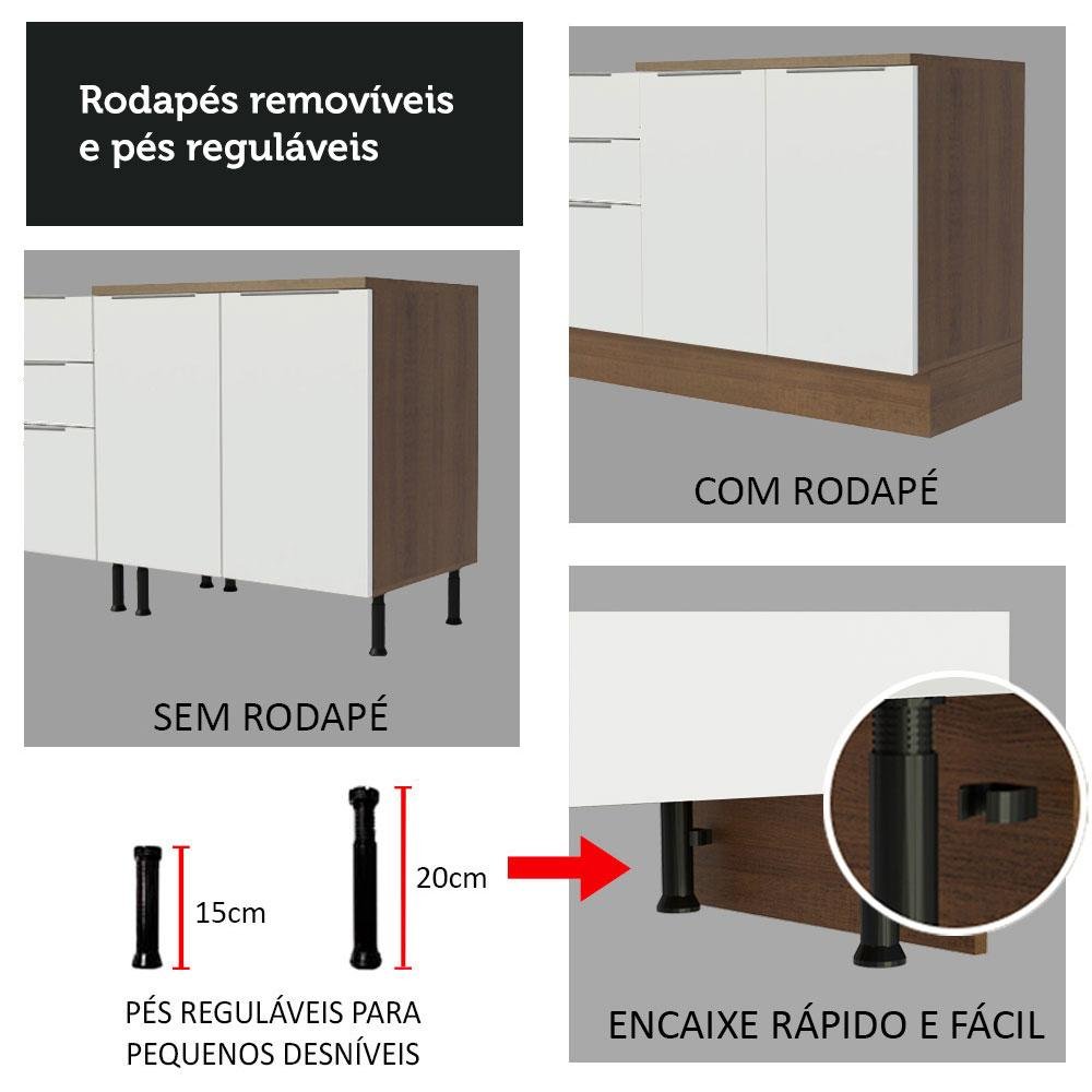 Armário de Cozinha Completa 270cm Rustic/Branco Stella Madesa 09 - 10