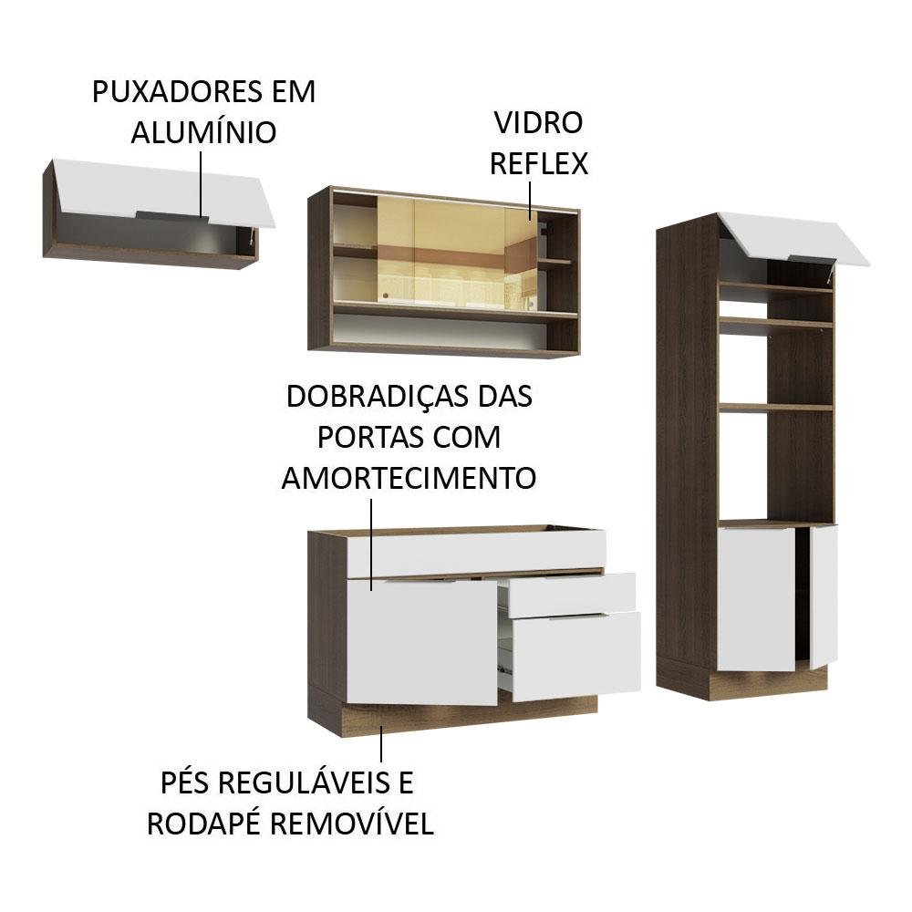 Armário de Cozinha Completa 270cm Rustic/Branco Stella Madesa 09 - 5