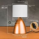 Ver imagem 4 de Abajur Luminaria de Mesa Bojudo Cobre Alumínio com Cupula Tecido Algodão