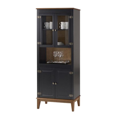 Cristaleira Malu 4 Portas Cor Preto com Amendoa 180 Cm - 62821