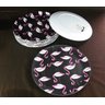 Jogo 6 Prato Preto Raso Melamina Plástico Flamingo 25,5Cm - 7