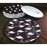 Jogo 6 Prato Preto Raso Melamina Plástico Flamingo 25,5Cm - 3