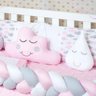 Kit Berço Trança Nuvem 11 Peças Bordado Menina Rosa - 4