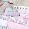 Kit Berço Trança Nuvem 11 Peças Bordado Menina Rosa - 5