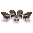 Ver imagem 1 de Conjunto de Poltronas Fibra Sintética Bali Alumínio - 4 Poltronas + 1 Mesa Centro - Tecido Costela d