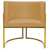 Poltrona Decorativa Para Sala Recepção Escritório Luna Suede Base de Ferro Dourada - 3