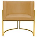 Ver imagem 3 de Poltrona Decorativa Para Sala Recepção Escritório Luna Suede Base de Ferro Dourada