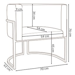 Poltrona Decorativa Para Sala Recepção Escritório Luna Suede Base de Ferro Dourada - 7