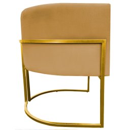 Poltrona Decorativa Para Sala Recepção Escritório Luna Suede Base de Ferro Dourada - 4