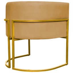 Poltrona Decorativa Para Sala Recepção Escritório Luna Suede Base de Ferro Dourada - 5