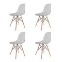 Ver imagem 1 de Kit 4 Cadeiras Eames Pc Transparente Dsw Madeira Design Moderno para Sala e Escritório