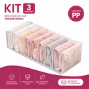 Ver imagem 1 de Organizador Gaveta Colmeia Kit 3 Unidades Pp Transparente 10 Nichos para Roupas Íntimas Meias e Bebe