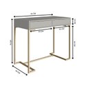 Ver imagem 3 de Escrivaninha Penteadeira Estilo Industrial com 2 Gavetas P1039 Champagne/arenas