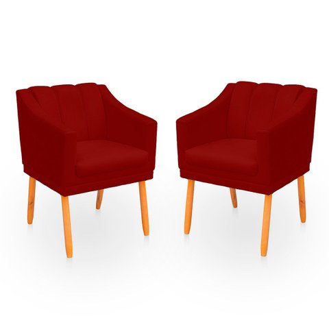 Kit com 2 Poltronas Cadeira para Sala Confortável e Moderna Mila Suede:bordo