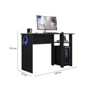 Ver imagem 5 de Mesa Gamer Retangular Slim Moderno sem Gavetas 108cm Preto Fosco Peternella Móveis